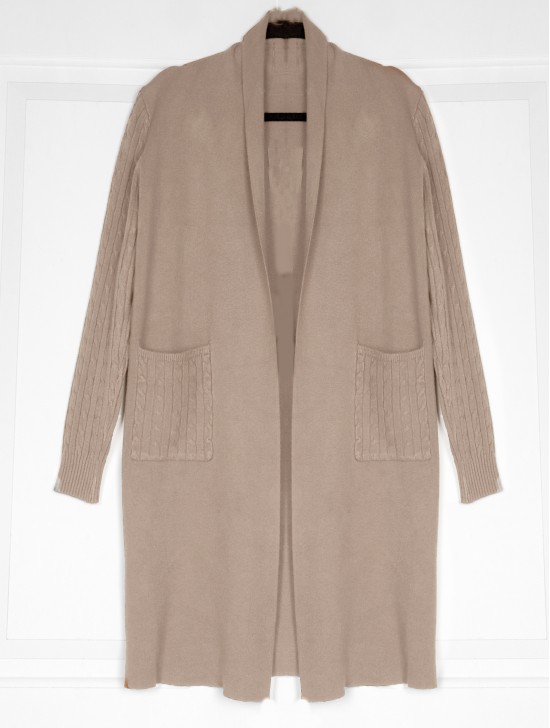 Stretchy Cable Knitted Cardigan W/ Pockets