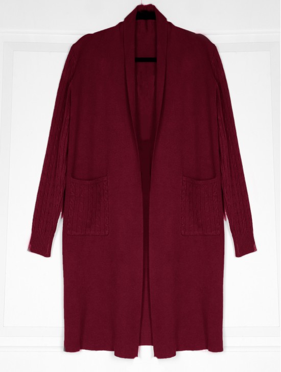 Stretchy Cable Knitted Cardigan W/ Pockets