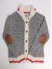 Women's Canadiana Grey Cardigan with Red+White Details, Pockets
