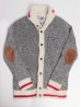 Men's Canadiana Grey Cardigan with Red+White Details, Pockets