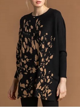Abstract Long Bat Sleeves Pullover  Loose Tops