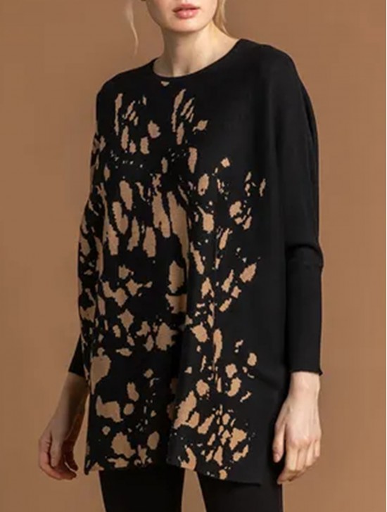 Abstract Long Bat Sleeves Pullover  Loose Tops