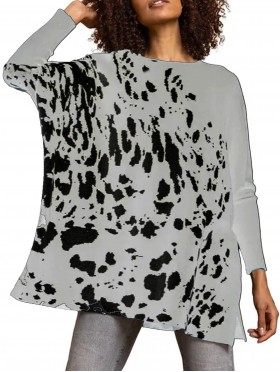 Abstract Long Bat Sleeves Pullover  Loose Tops