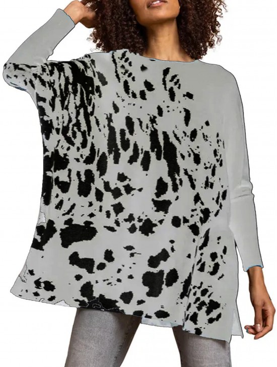Abstract Long Bat Sleeves Pullover  Loose Tops