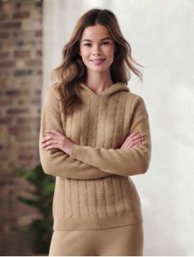 Solid Color Knitted Hooded Sweater 