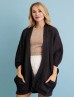 Ribbed Open-Front Knit Cardigan W/ Pockets