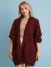 Ribbed Open-Front Knit Cardigan W/ Pockets