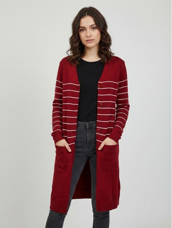 Striped Cardigan W/ Button Details Striped Cardigan W/ Button Details