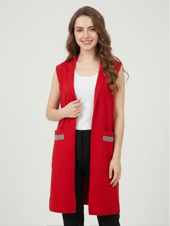 Sleeveless Long Waistcoat W/Pockets Sleeveless Long Waistcoat W/Pockets