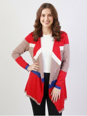 Stripe Contrast Color Sweater W/ pocket