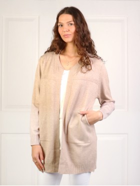 Solid Color Open-Front Sweater W/ Pockets