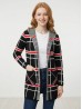 Plaid Open-Front Sweater Jacket W/ Pockets and Hood Plaid Open-Front Sweater Jacket W/ Pockets and Hood