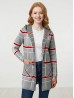 Plaid Open-Front Sweater Jacket W/ Pockets and Hood