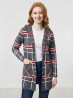 Plaid Open-Front Sweater Jacket W/ Pockets and Hood