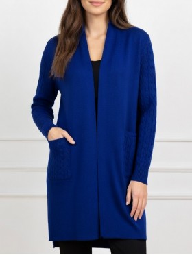 Stretchy Cable Knitted Cardigan W/ Pockets