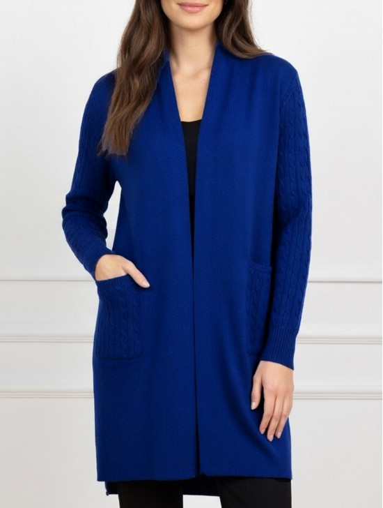 Stretchy Cable Knitted Cardigan W/ Pockets