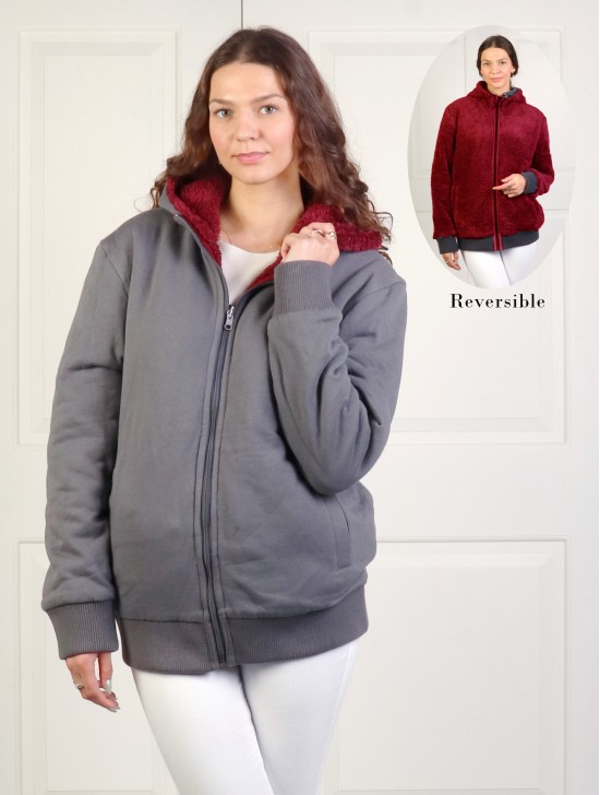 Reversible Sherpa Jacket With Detachable Hood