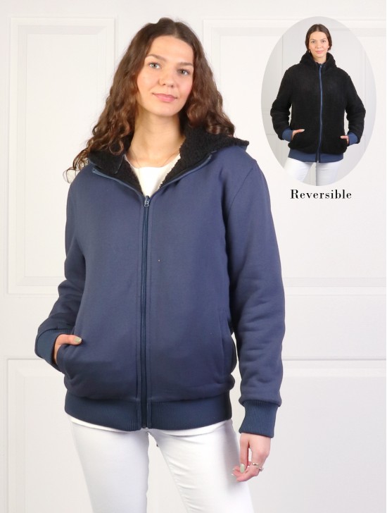 Reversible Sherpa Jacket With Detachable Hood