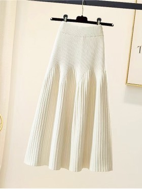 Core Spun Yarn Solid-color Knitted Stretch Skirt 