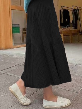 Core Spun Yarn Solid-color Knitted Stretch Skirt 