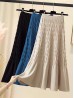 Cashmere Blend Solid Colour Knitted Yarn Stretchy Skirt