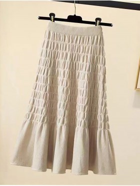 Cashmere Blend Solid Colour Knitted Yarn Stretchy Skirt