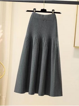 Core Spun Yarn Solid-color Knitted Stretch Skirt 