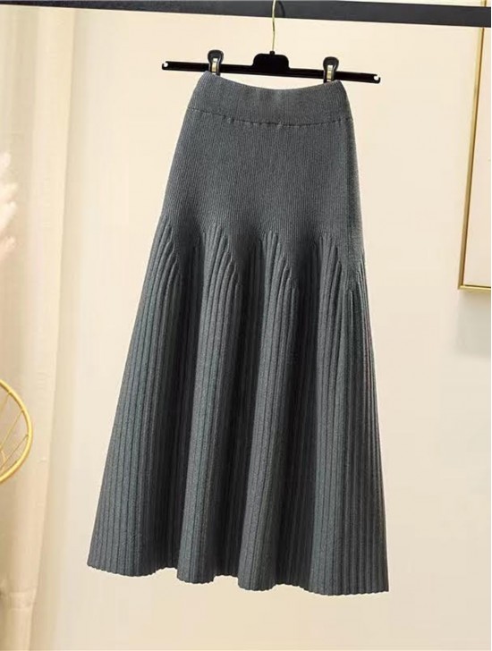 Core Spun Yarn Solid-color Knitted Stretch Skirt 