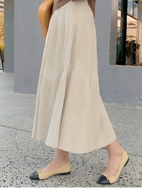 Core Spun Yarn Solid-color Knitted Stretch Skirt 