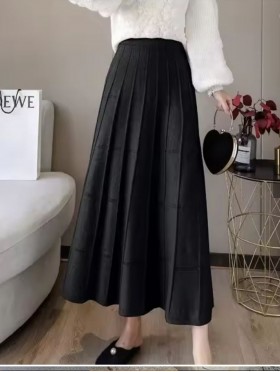 Core Spun Yarn Solid-color Knitted Stretch Skirt 