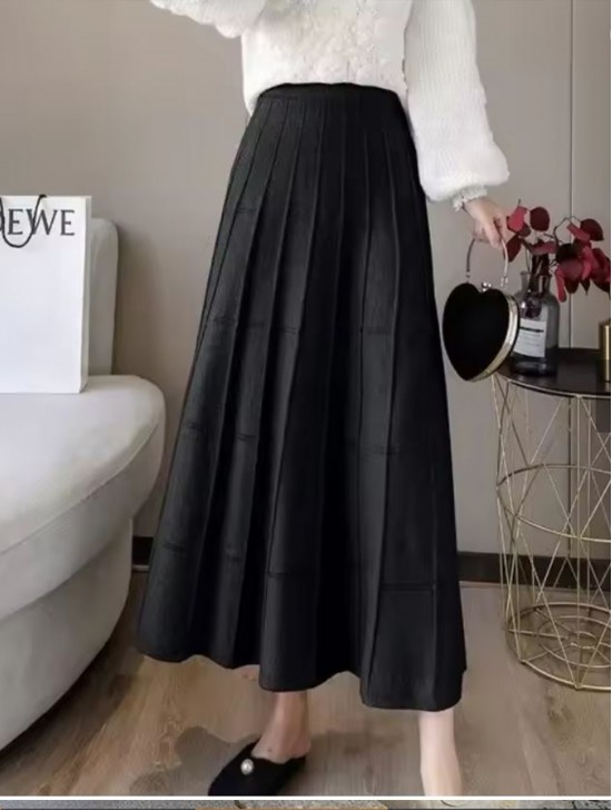 Core Spun Yarn Solid-color Knitted Stretch Skirt 