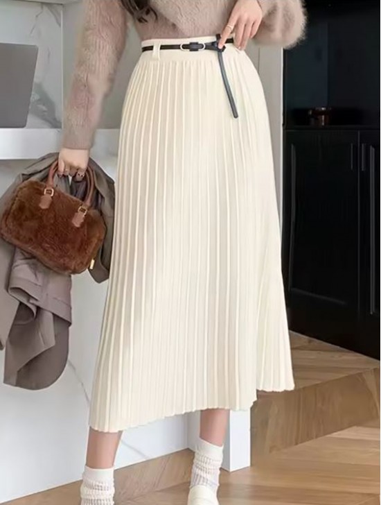 Cashmere  Stretchy Knitted Skirt W/ matching removable belt