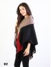 Color Block Poncho W/ Fringes