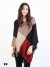 Color Block Poncho W/ Fringes