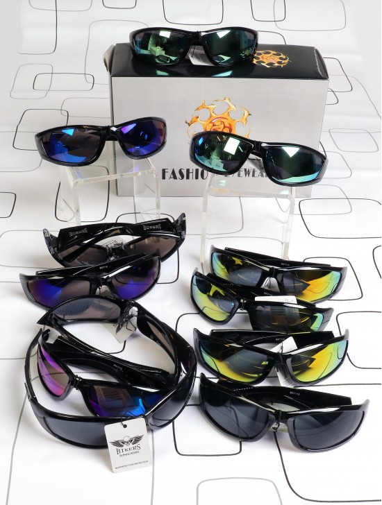 Fashion Sporty Biker Sunglasses  (12pcs)