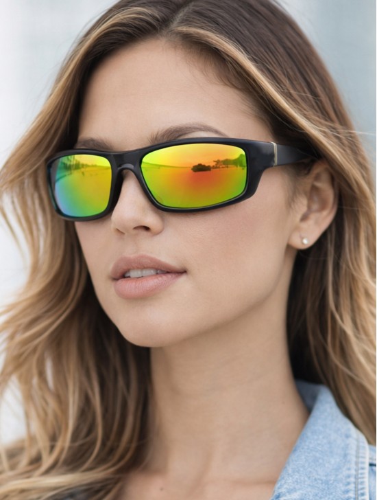 Polarized Mirror Sunglasses W/ Color Frame