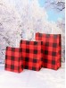 Red and black grid printed white kraft paper gift bags(12Pcs) 13"