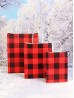 Red and black grid printed white kraft paper gift bags(12Pcs) 13"