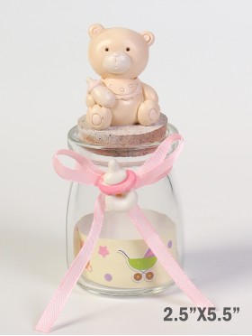 5.5" Bear with Glass Bottle