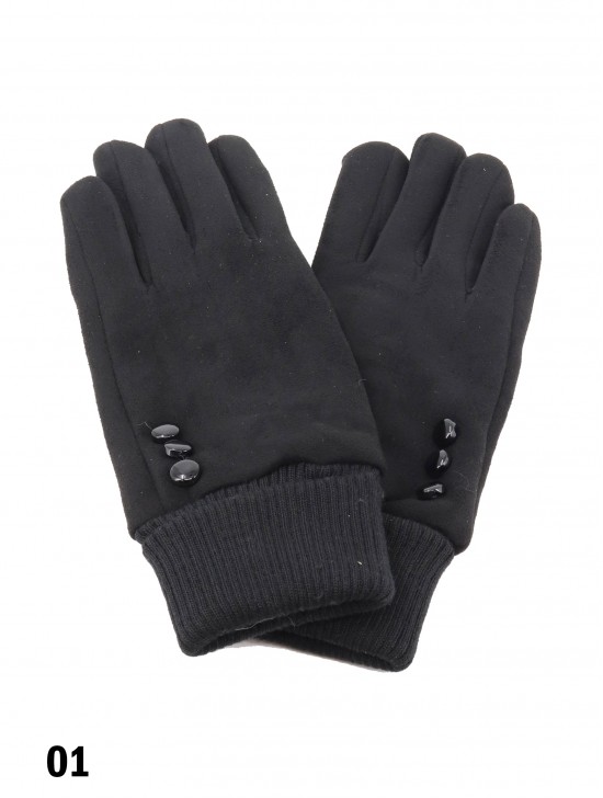 Velvet 3 Buttons Stretchy Wrist Touch Screen Glove