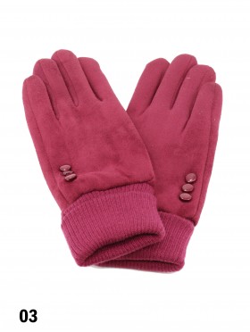 Velvet 3 Buttons Stretchy Wrist Touch Screen Glove