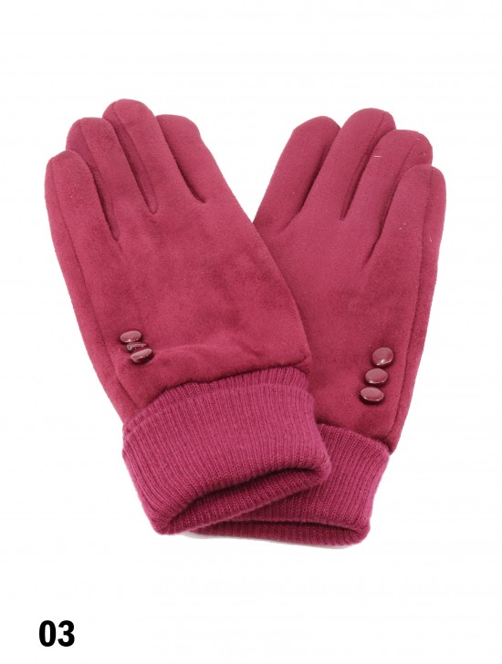 Velvet 3 Buttons Stretchy Wrist Touch Screen Glove