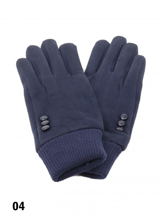 Velvet 3 Buttons Stretchy Wrist Touch Screen Glove