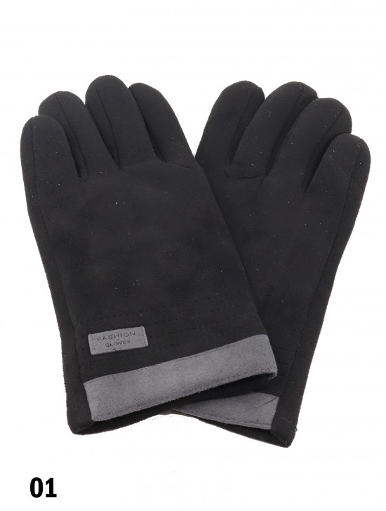 Unisex Velvet & Patch Touch Screen Glove