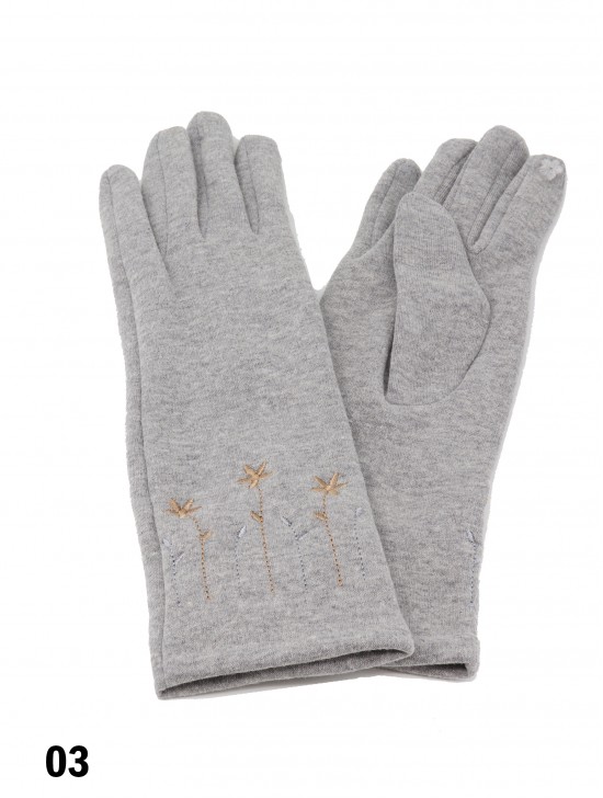 Flower Embroidery Over The Wrist Touch Screen Glove