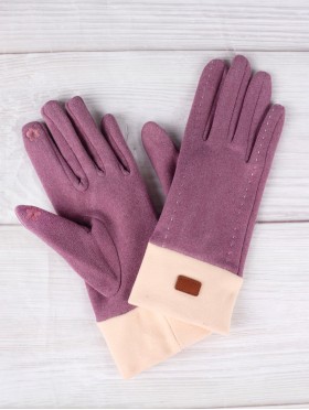 Fashion Touch Screen Gloves with Faux Leather Label