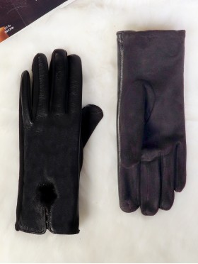 PU Touch Screen Gloves w/ Pom Pom