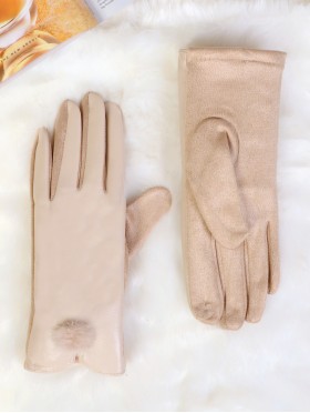 PU Touch Screen Gloves w/ Pom Pom