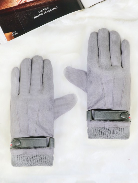 Unisex Suede Touch Screen Gloves W/ Button Buckle