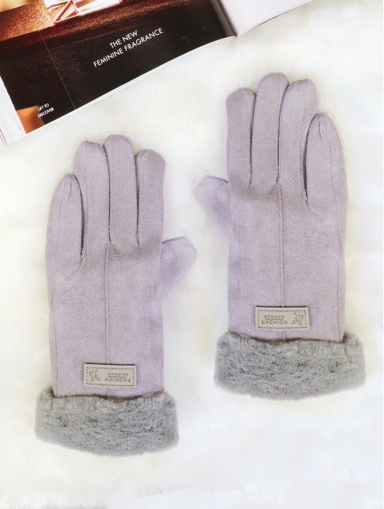 Suede Touch Screen Gloves W/ Leather Label